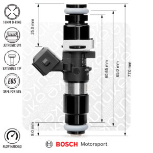 Nuke Performance Bosch injector 870cc, 65mm (EV14L), 4pcs flow matched
