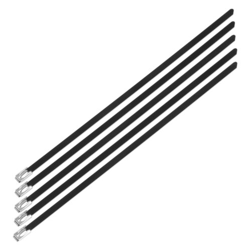 Nuke Performance Stainless steel locking ties, 7.9mm x 350mm Black, 5pcs