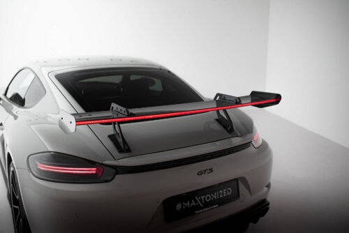 [Carbon] Maxton carbon spoiler with upper swan-neck mounting V.1 + LED for Porsche 718 Cayman 982c