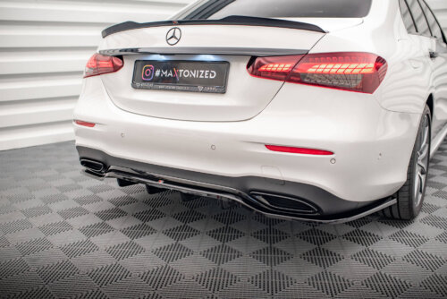 Maxton rear splitter (with vertical bars) for Mercedes-Benz E AMG-Line Sedan W213 Facelift