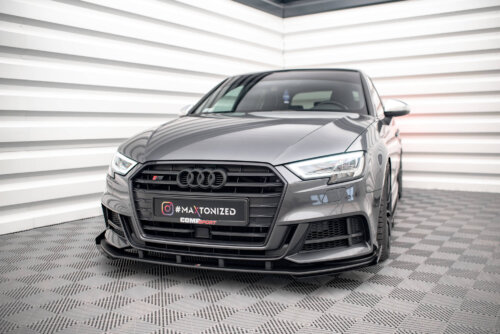 Maxton Street Pro front splitter V.1 + Flaps for Audi S3 / A3 S-Line Sportback 8V Facelift