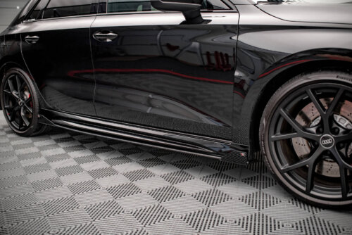 Maxton Street Pro side skirt diffusers + Flaps for Audi RS3 Sportback 8Y