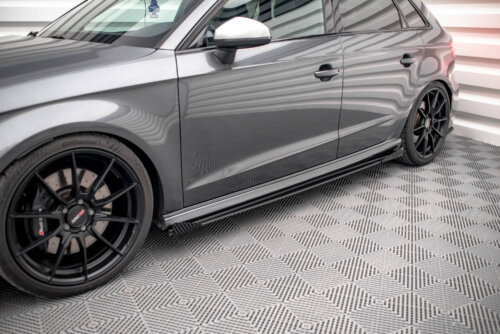 Maxton Street Pro side skirt diffusers + Flaps for Audi S3 / A3 S-Line Sportback 8V Facelift