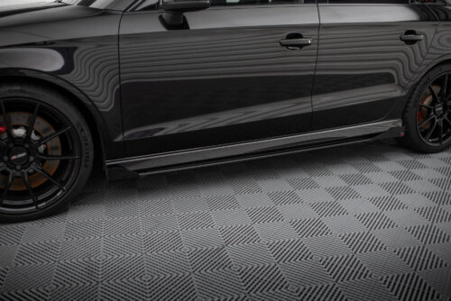 Maxton Street Pro side skirt diffusers V.1 + Flaps for Audi RS3 Sedan 8V Facelift