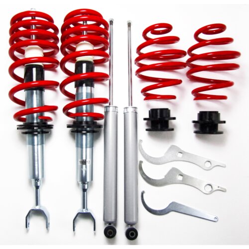JOM Redline coilovers for Audi A6 (4B) incl. Avant-models model year 1997 – 2004, not suitable for Fahrzeuge with four-wheel drive