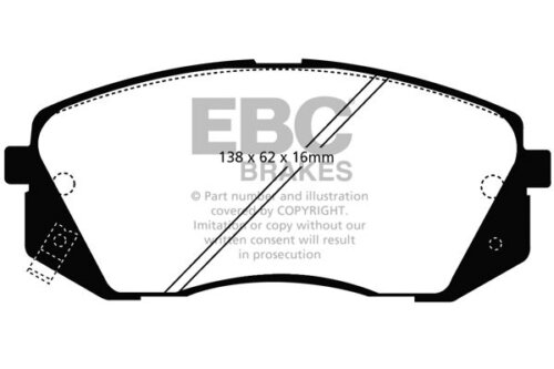 EBC Greenstuff 2000 front brake pads for Kia Carens, Hyundai Kona