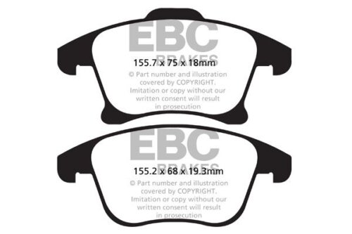 EBC Greenstuff 2000 front brake pads for Ford Fusion, Ford Mondeo