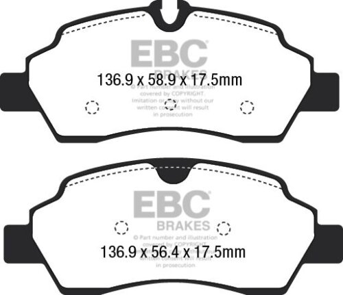 EBC Yellowstuff rear brake pads for Ford Transit Courier, Ford Transit