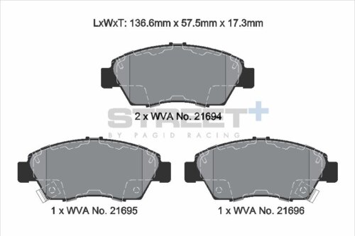 Pagid Street+ front brake pads for Honda Civic, Honda Integra