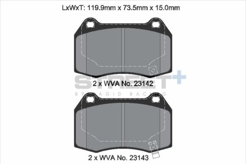 Pagid Street+ front brake pads for Honda Civic, Maserati 3200GT