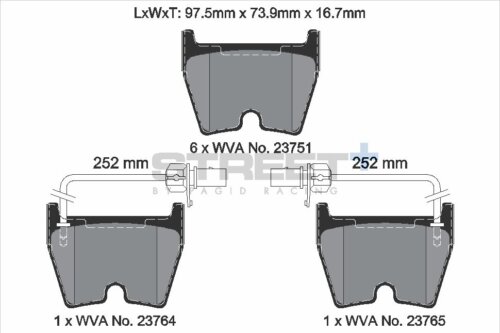 Pagid Street+ front brake pads for VW Phaeton, Lamborghini Murciélago
