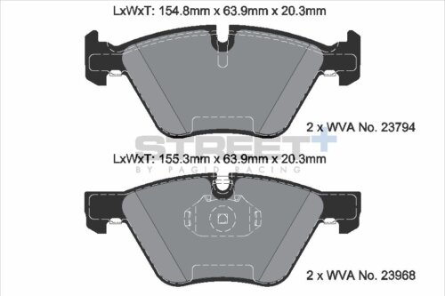 Pagid Street+ front brake pads for BMW 3, BMW Z4