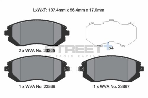 Pagid Street+ front brake pads for KIA RIO, KIA Shuma