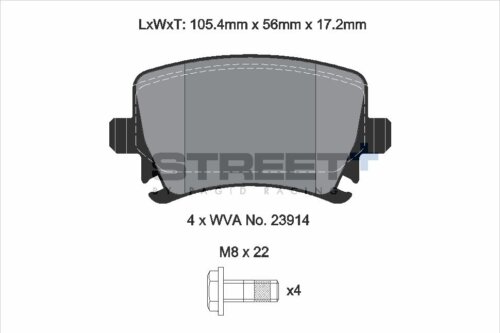 Pagid Street+ rear brake pads for VW Scirocco, SEAT Exeo ST