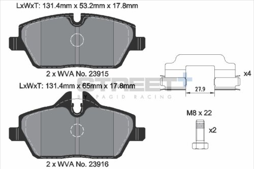 Pagid Street+ front brake pads for BMW 1, Mini MINI Convertible