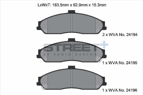 Pagid Street+ front brake pads for Pontiac GTO, Cadillac XLR