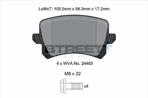 Pagid Street+ rear brake pads for VW CC, VW Passat CC