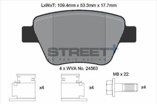 Pagid Street+ rear brake pads for VW Scirocco, VW Golf Cabriolet