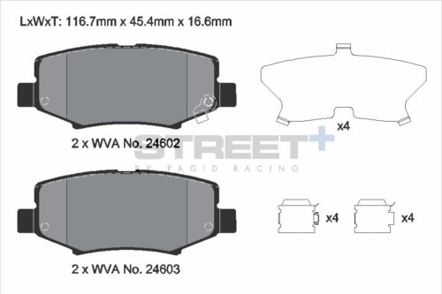 Pagid Street+ rear brake pads for Jeep Wrangler, Jeep Cherokee