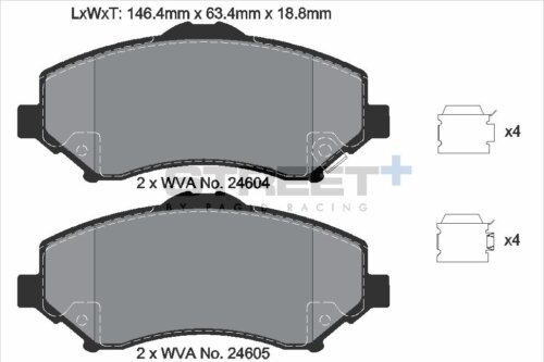 Pagid Street+ front brake pads for Jeep Wrangler, Jeep Cherokee