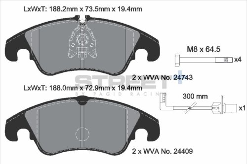 Pagid Street+ front brake pads for Ford Focus, Audi A4