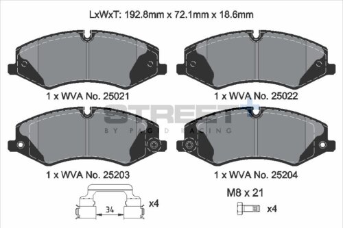 Pagid Street+ front brake pads for Land Rover Discovery, Land Rover Range Rover