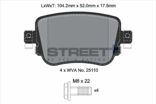 Pagid Street+ rear brake pads for VW Polo, Skoda Octavia