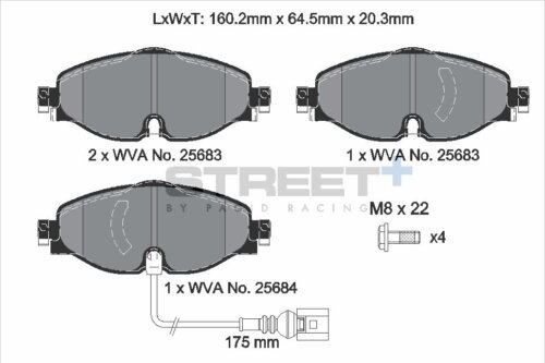 Pagid Street+ front brake pads for VW Golf, VW Polo
