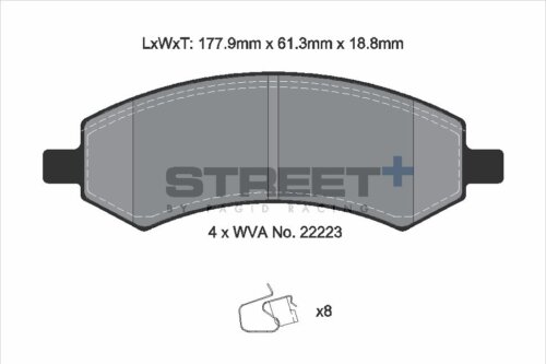 Pagid Street+ front brake pads for Jeep Wrangler, Dodge RAM 1500
