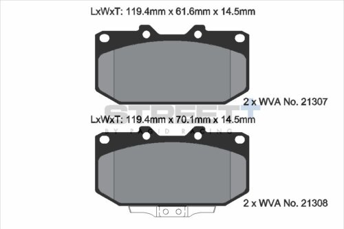 Pagid Street+ front brake pads for Subaru Impreza, Mitsubishi 3000 GT