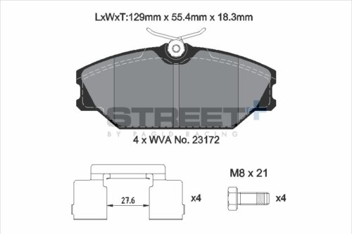 Pagid Street+ front brake pads for Renault Clio, Renault Megane