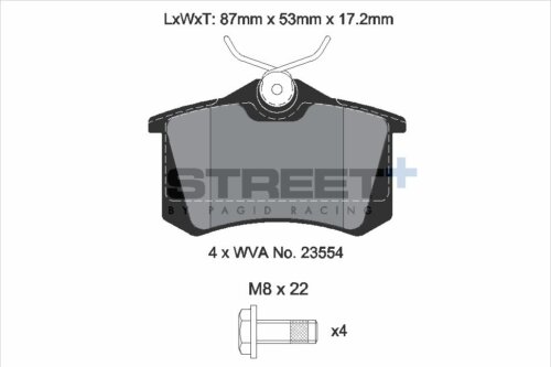 Pagid Street+ rear brake pads for VW Corrado, VW Scirocco