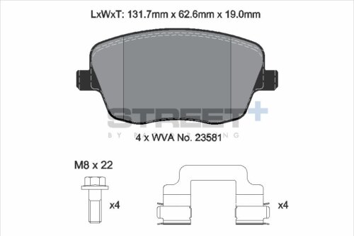 Pagid Street+ front brake pads for SEAT Cordoba, VW Polo