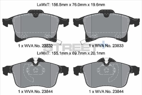 Pagid Street+ front brake pads for Opel Adam, Opel Astra