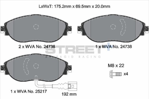 Pagid Street+ front brake pads for VW CC, VW Sharan