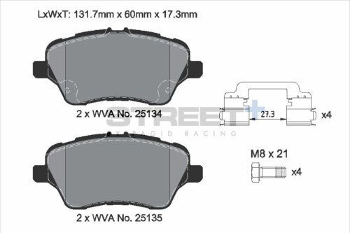 Pagid Street+ front brake pads for Ford B-Max, Ford Fiesta