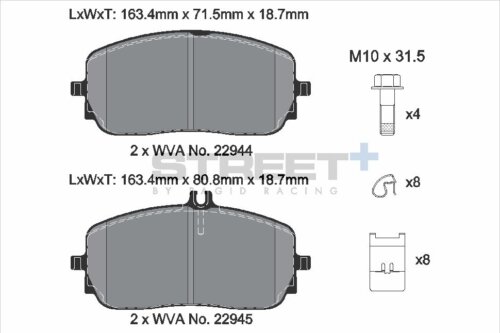 Pagid Street+ front brake pads for Mercedes-Benz A-Class, Mercedes-Benz B-Class