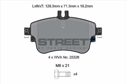 Pagid Street+ front brake pads for Mercedes-Benz B-Class, Mercedes-Benz CLA