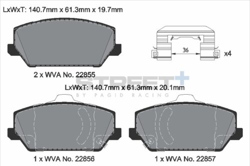 Pagid Street+ front brake pads for Hyundai i30, Hyundai Genesis