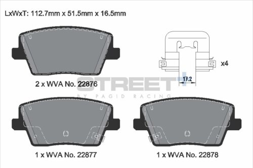Pagid Street+ rear brake pads for Hyundai i30, Hyundai Veloster