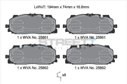 Pagid Street+ front brake pads for VW Touareg, Audi e-tron