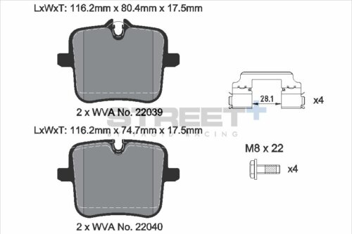 Pagid Street+ rear brake pads for BMW 5, BMW 8