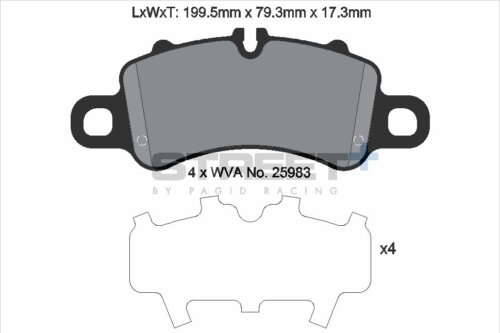 Pagid Street+ front brake pads for Porsche 911, Porsche 718