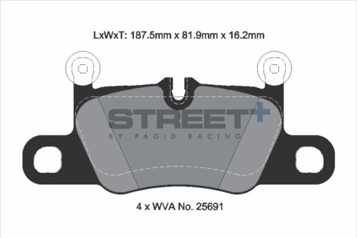 Pagid Street+ rear brake pads for Porsche Panamera, Porsche 911