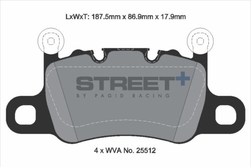 Pagid Street+ rear brake pads for Porsche 911, Porsche Cayman