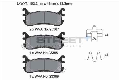 Pagid Street+ rear brake pads for Mazda MX-5, Mazda 323