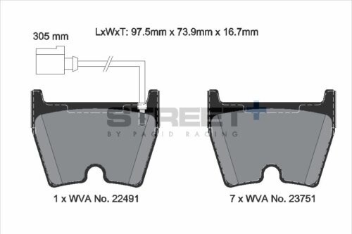 Pagid Street+ front brake pads for Audi TT, Audi A3
