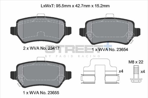 Pagid Street+ rear brake pads for KIA Ceed, KIA Venga