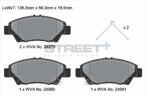 Pagid Street+ front brake pads for Honda CR-Z, Honda Insight