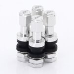 Aluminium Air Valves - Silver with Japan Racing Logo (set of 4)
